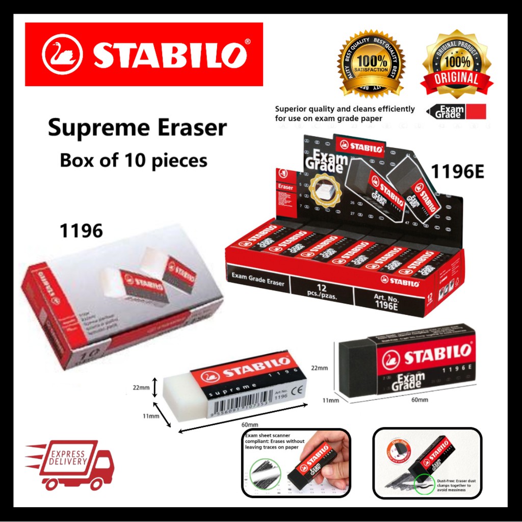 Stabilo Exam Grade Erasersupreme Eraser 1196e1196 Box Of 10 Pcs