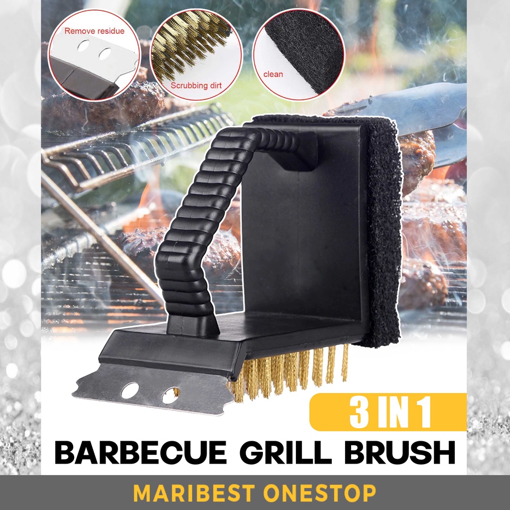 3 in 1 Barbecue Cleaning Brush Grill Scraper Sponge Multifunction Barbecue Cleaner BBQ Cleaning Camping Outdoor 烧烤清洁刷