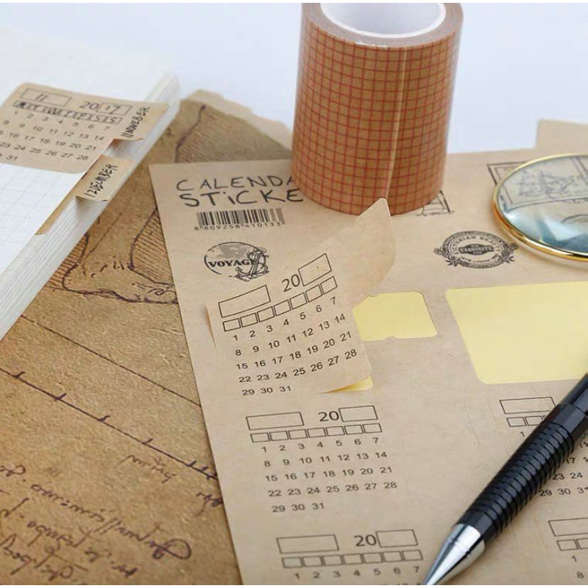 Brown Kraft Paper Calendar Month Stickers (2pcs/pack) Shopee Malaysia