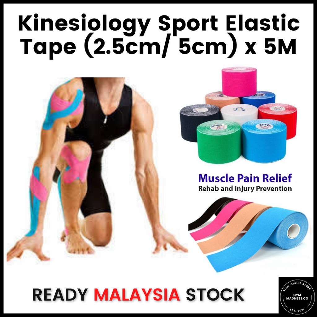 (2.5cm/ 5cm) Kinesiology Sport Elastic Tape Physio Strapping Muscle Tape Pain Care Rehab Injury Knee Protector Support