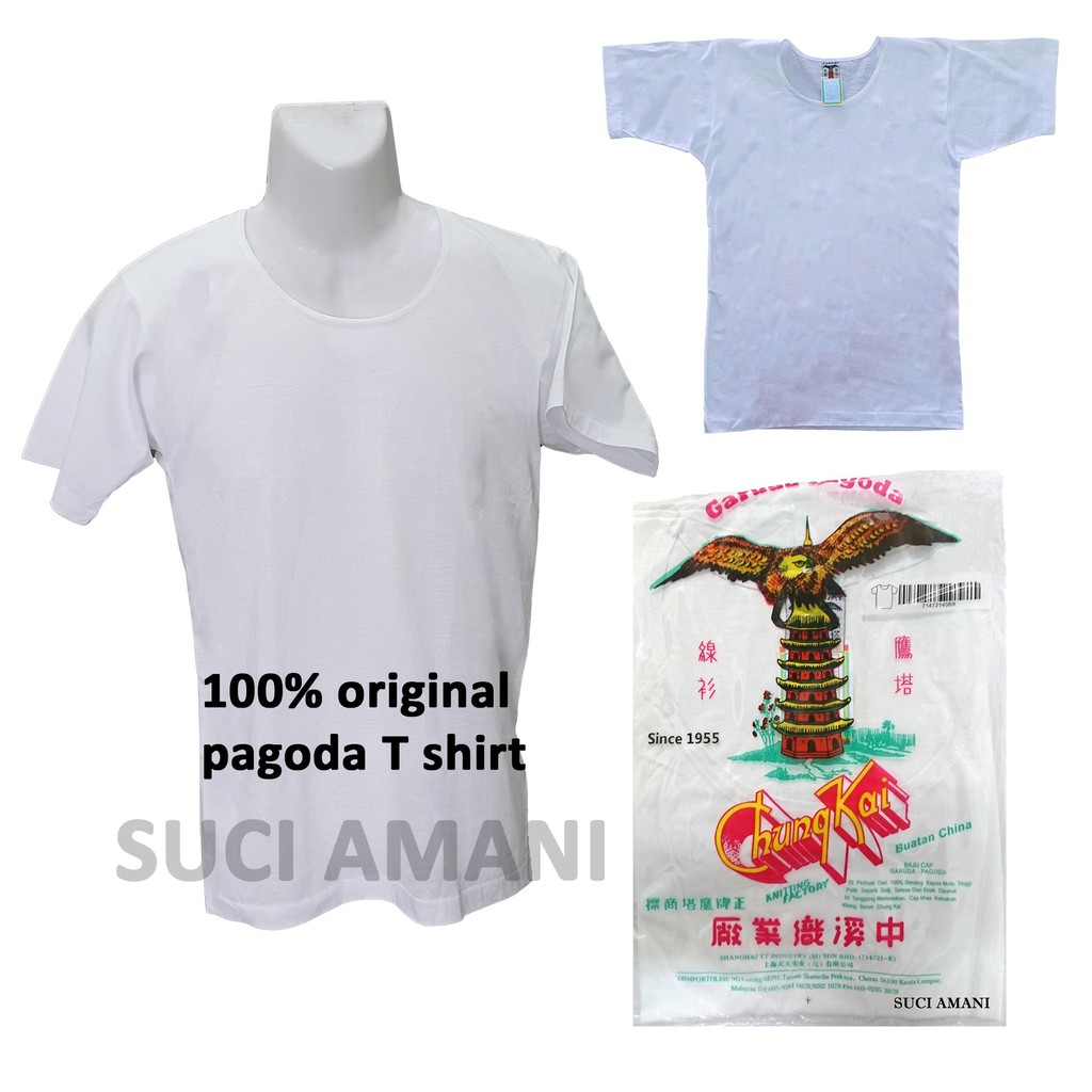 406 GARUDA PAGODA T-SHIRT/Baju LelakI/BAJU PUTIH/Lengan Pendek/WHITE COTTON T/BAJU PUTIH/ORIGINAL/Baju Lelaki
