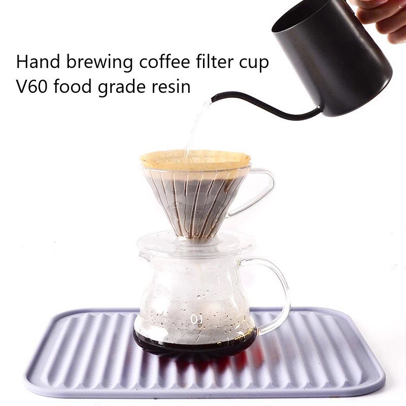 Transparent Reusable Crystal Shape Portable Coffee Filters V60 Resin Coffee Dripper 