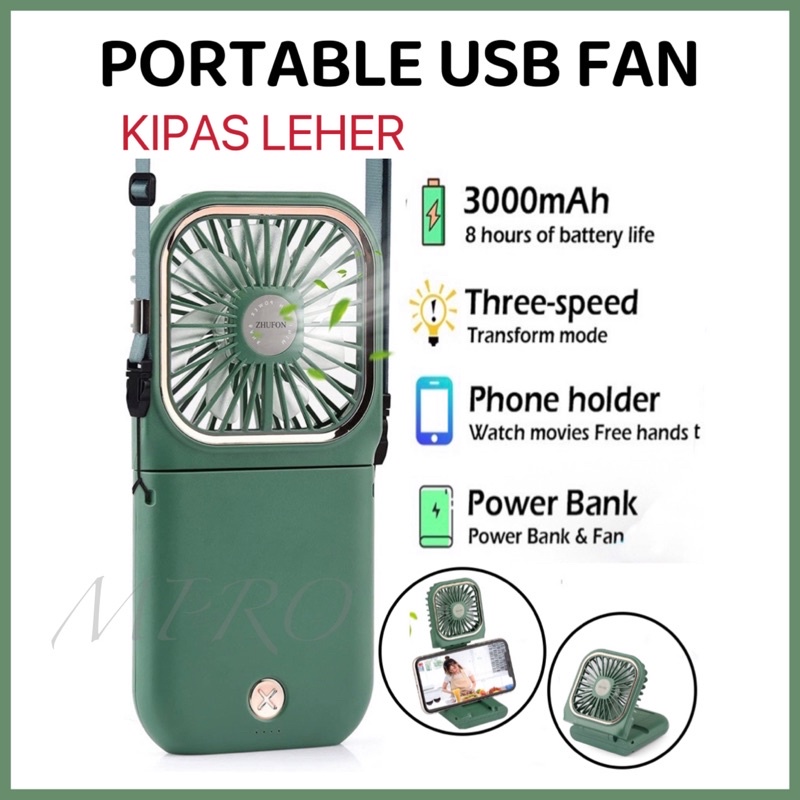 Kipas Power Bank USB Mini Fan Multifunctional foldable Portable Fan Handheld Fan Folding Usb Fan Kipas Angin