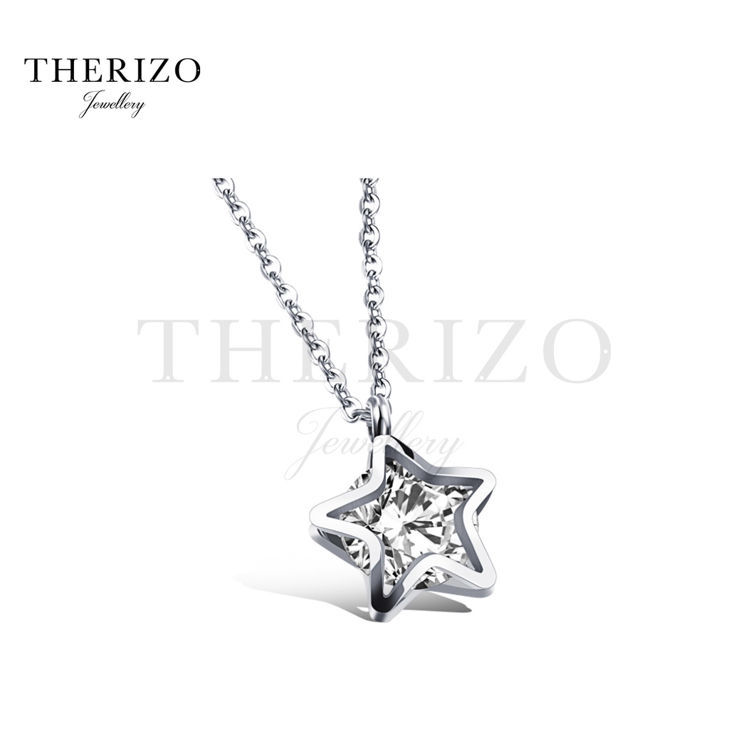 Buy Therizo Jewellery Titanium Steel Five Pointed Star Pendant Necklace Rantai Tidak Berkarat Seetracker Malaysia