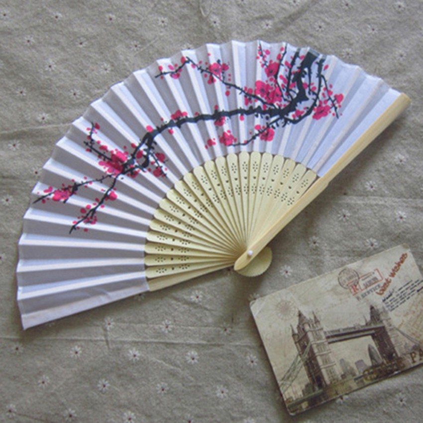 Chinesische Faltung Hand Fan Japanische Kirschblüte Design Silk Kostüm 