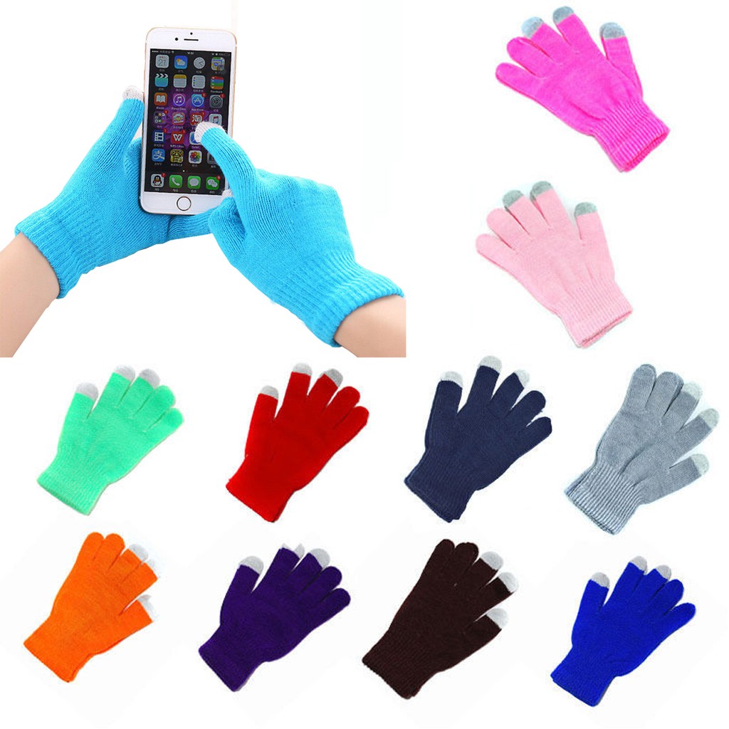 Soft Knit Winter Warm Gloves Smart Phone Touch Screen Full Finger Mittens touch gloves for women Girls nitrile gloves