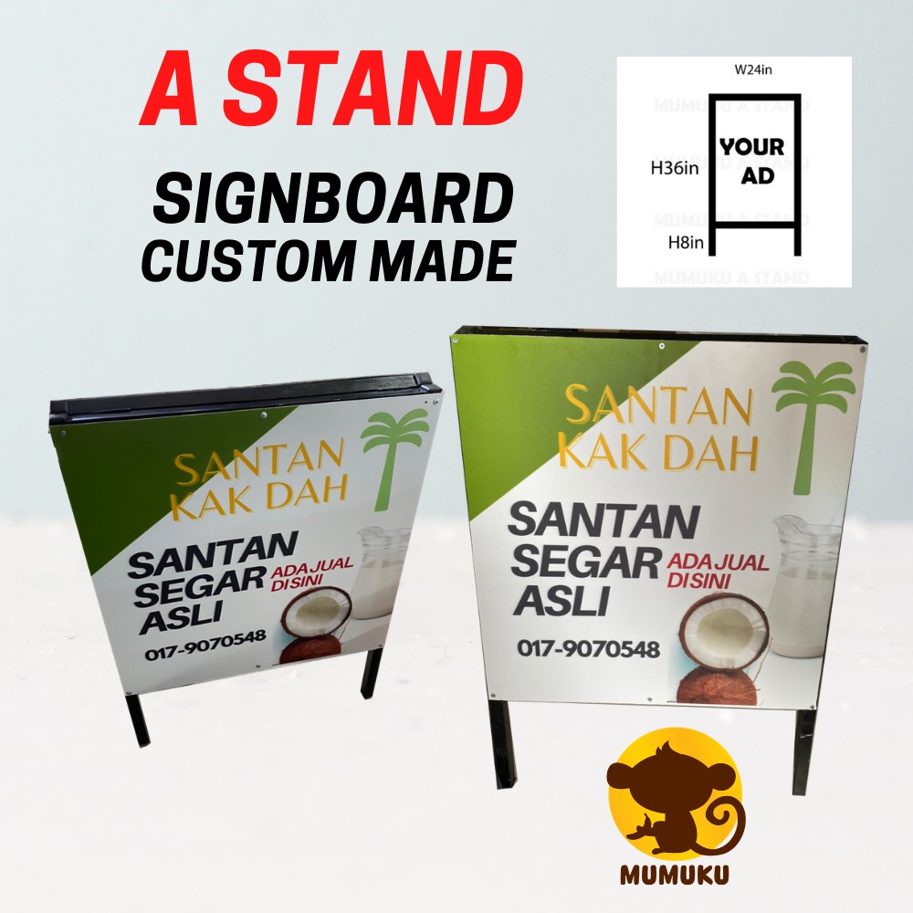 A type stand Signboard penanda arah kedai Online design