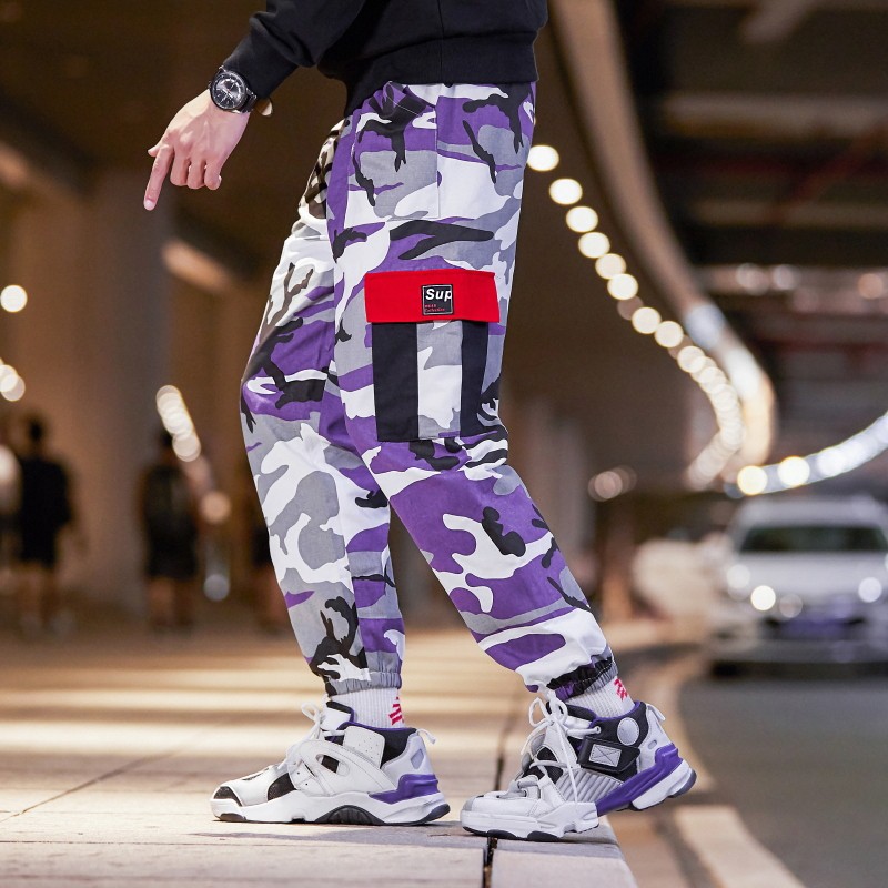 purple camo trousers