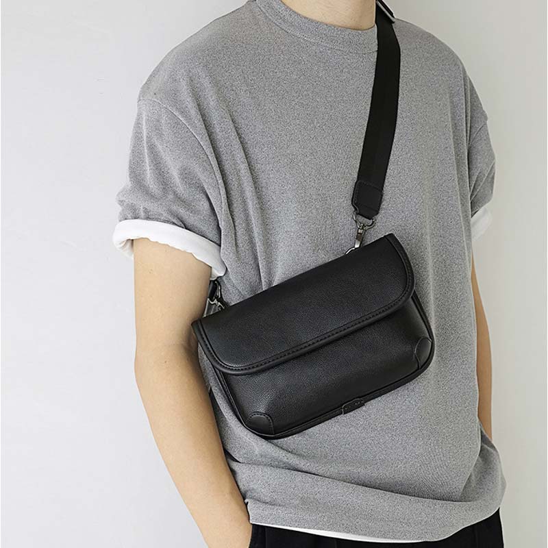 Leather Shoulder Bag Men Crossbodybag Retro Casual Small Crossbody Bag