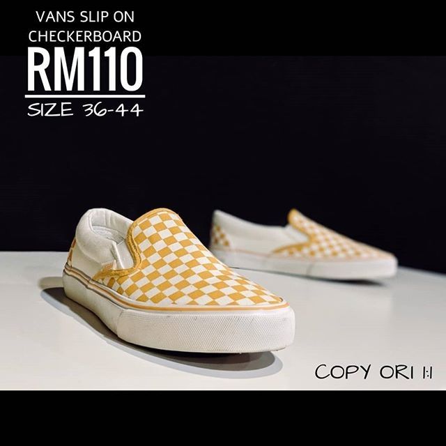 vans yellow slip ons checkerboard