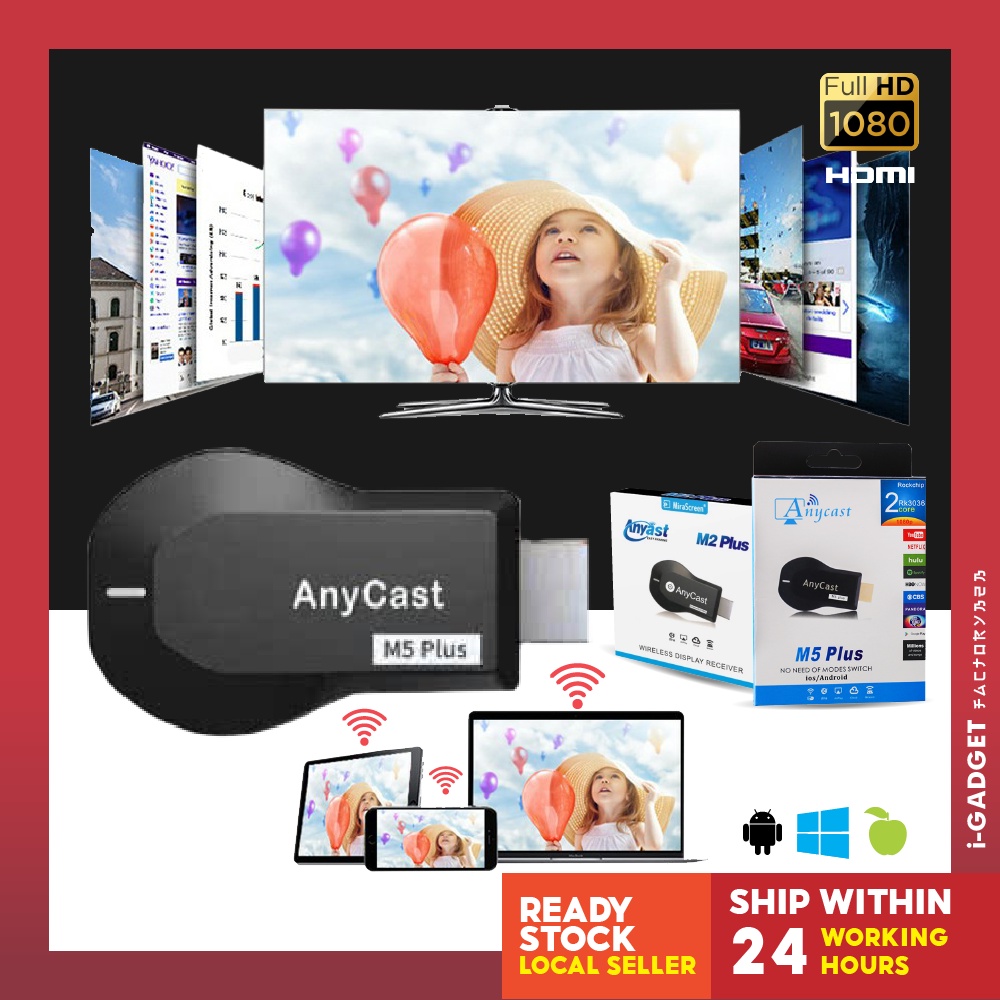 Anycast M2 Plus Mirascreen Wireless Hdmi Dongle Tv Miracast Mira Screen Mirroring Hdmi Screen