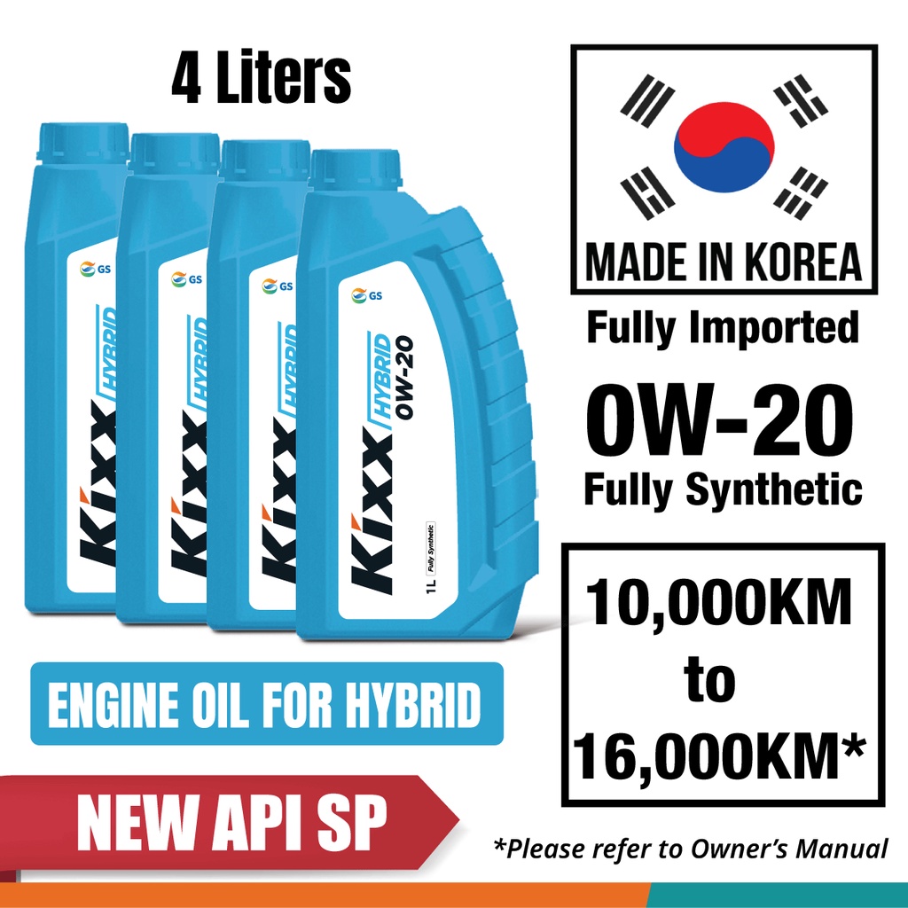 GS KIXX HYBRID 0W20 (4 Liters) Fully Synthetic Engine Oil for Hybrid