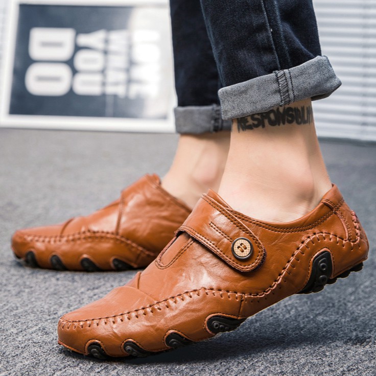 mens brown casual slip on shoes