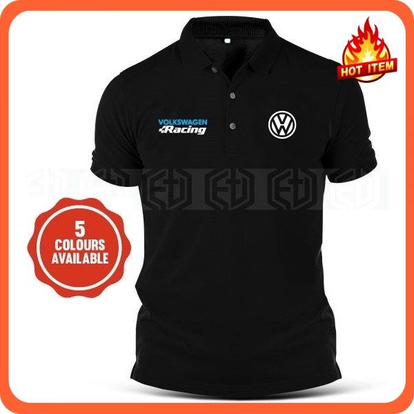 Volkswagen Racing VW Embroidery Motorsport Casual Polo T Shirt Baju