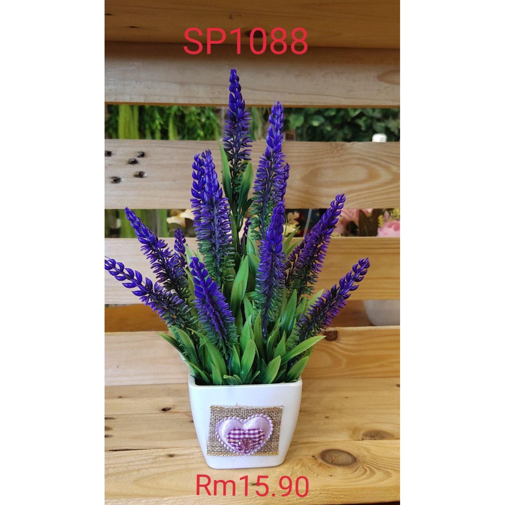 Buy ARTIFICIAL LAVENDER BUSH FLOWER SET WITH PLASTIC POT (1 SET 