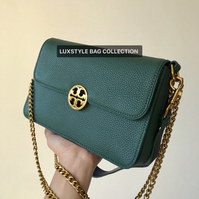 💯 Authentic Original Tory Burch Chelsea Convertible Shoulder Bag Green |  Shopee Malaysia