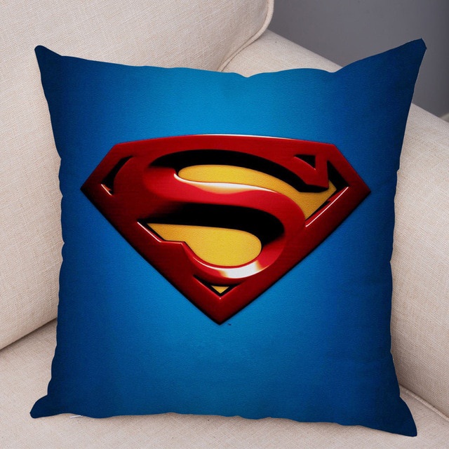 Cool Cartoon Superman Hero Flax Linen Pillow Case Decorative Cushion Cover 18" 