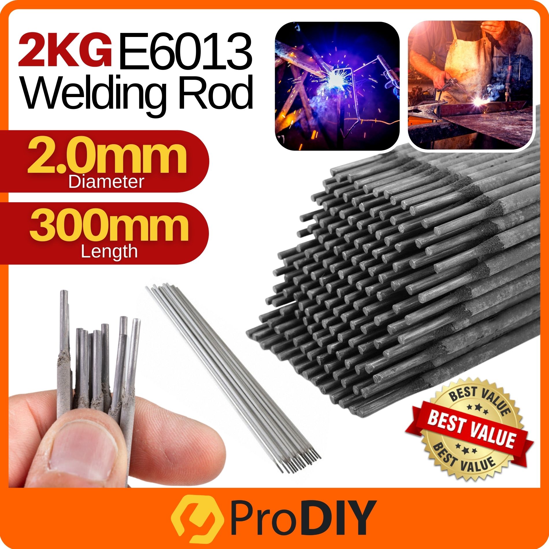 2KG E-6013 2.0mm Welding Electrode Arc Welding Rod Welding Sticks Batang Gimpalan Kimpalan ( 2.0mm x 300mm )