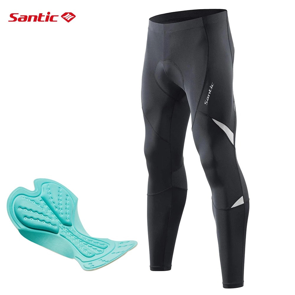 Santic Mens Cycling Pants Trousers Padded Long Blike Tights Leggings Outdoor Cyclist Riding Bike Wear 