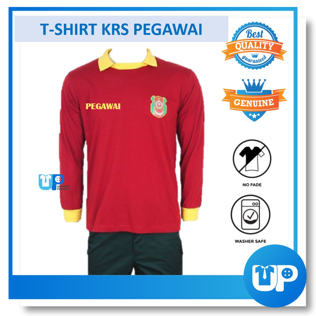 Baju Tshirt KRS Pegawai Maroon Kokurikulum Cikgu Tshirt Kolar Lengan ...