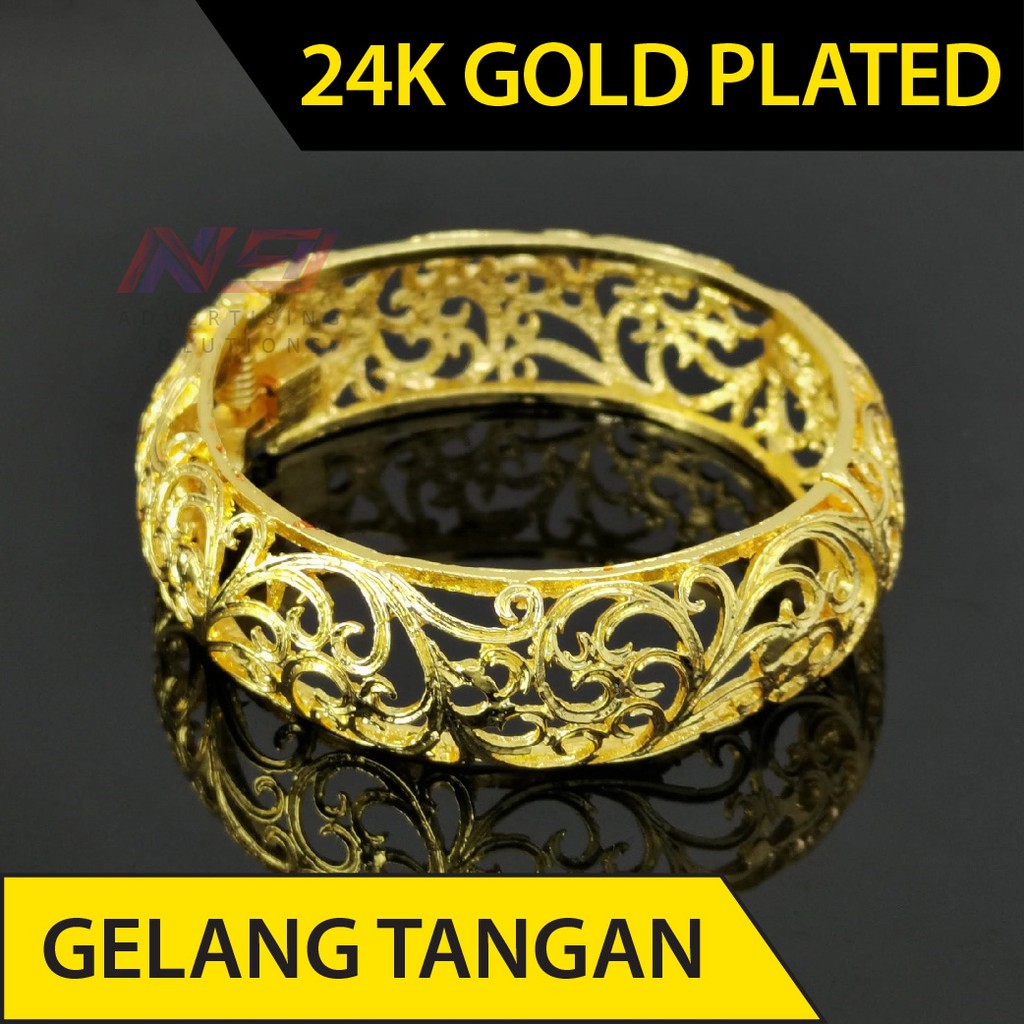 Pengantin Kahwin Tradisional Gelang Tangan Salut Emas Aksesori Perkahwinan Gold Plated Bangle Bracelet Tw Shopee Malaysia