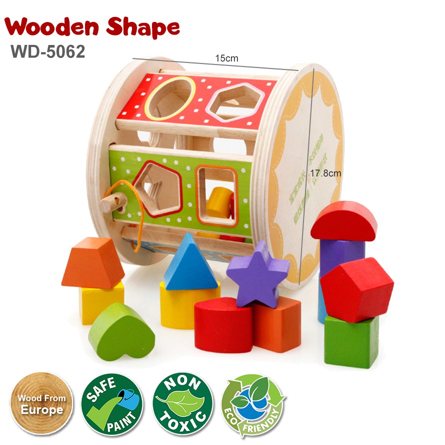 DOMI Wooden Matching Shape Educational Toddler Early 