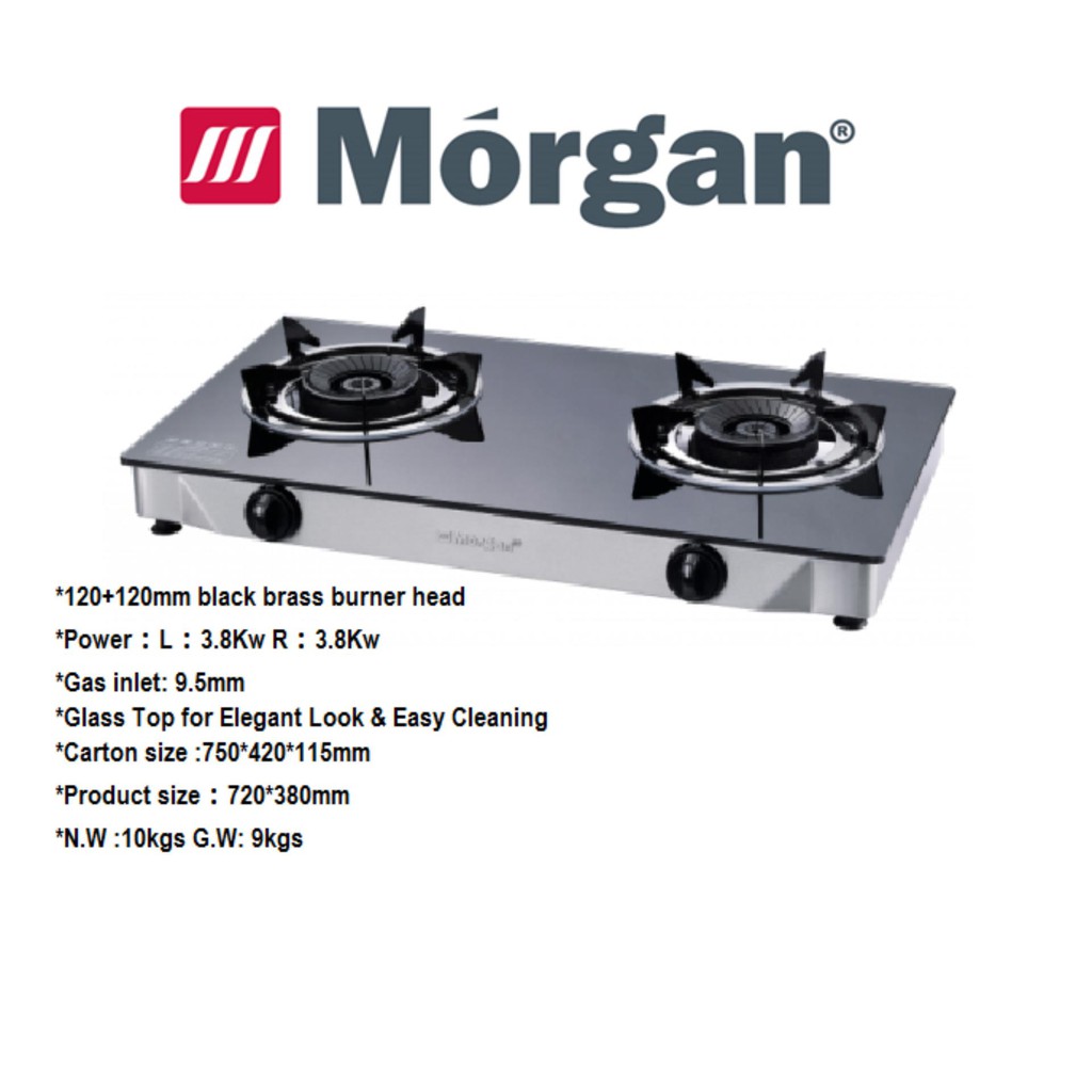 Cny Promo Rm 138 Morgan Mgs 8312g Tempered Glass Gas Stove Dapur