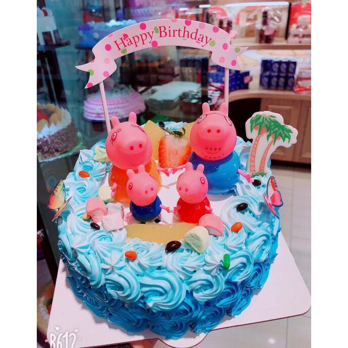 Pink Peppa George Pig 4pcs Set Cake Decorating Dolls Toys Gift For
