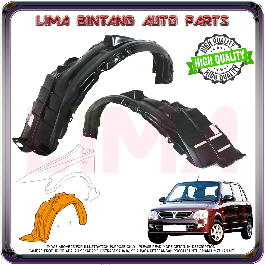 Perodua Kelisa Front Fender Protector , Fender Liner Cover ( Daun