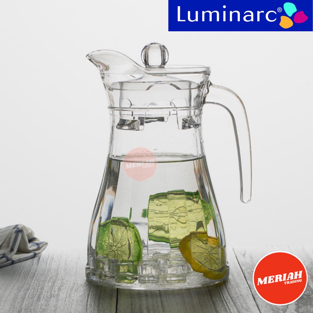 Luminarc Bucolique Glass Jug + Lid 1.3L Pitcher Water Tea Juice Iced