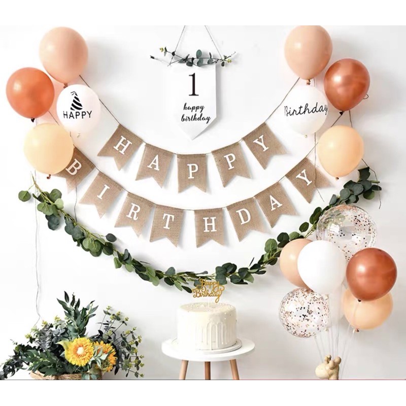 INS Kids Birthday Burlap Vintag Banner Baby First 1st birthday 100 days DIY  Party Photo Props Background Wall Decoration | Shopee Malaysia