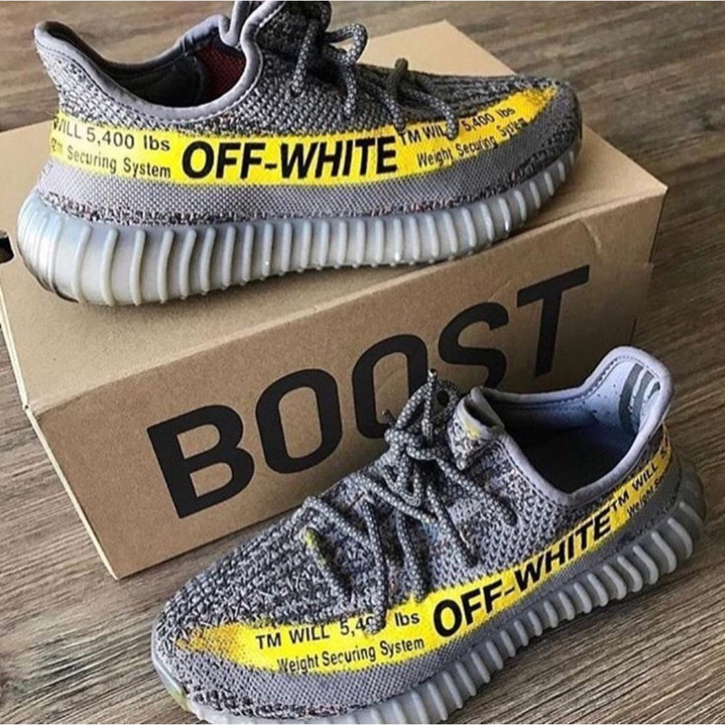 Authentic Off-White X Adidas Yeezy Boost 350 V2 by Adidas of  Grey/Yellow/Black color | Shopee Malaysia