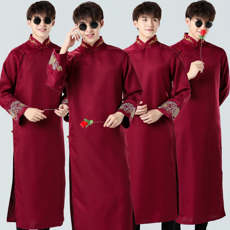 Best costume Chinese style wedding dress moonbeam yingqin cr伴郎服装中式结婚礼服兄弟团迎亲服相声服大褂唐装套装男_品客成男人店