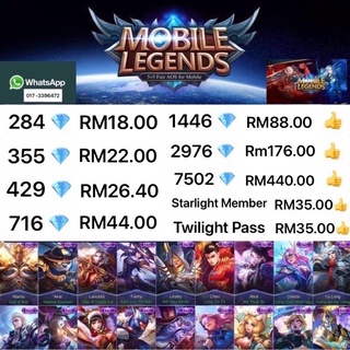 Diamond Mobile Legends 1458 9999 Shopee Malaysia