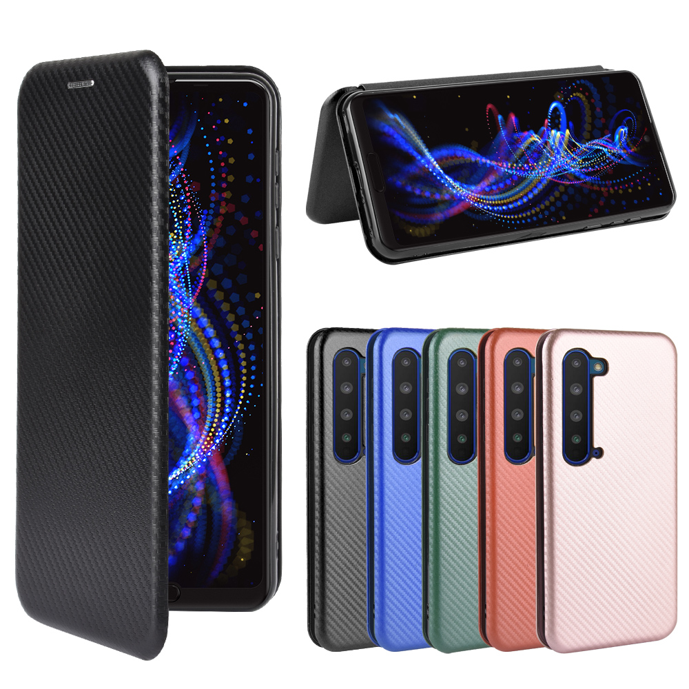 Carbon Fiber Flip Card Outer Magnetic Cover Phone Case For Sharp Aquos 5g Aquos Sense3 Lite Sh Rm12 Shopee Malaysia