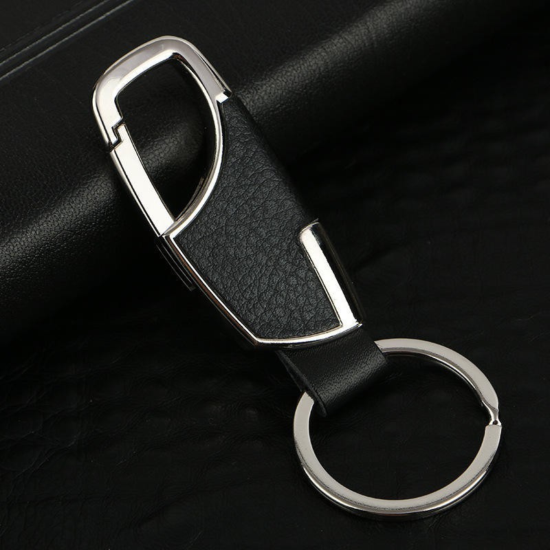 Men's Creative Metal Leather Key Chain Ring Keyfob Car Keychain Keyring Holder 