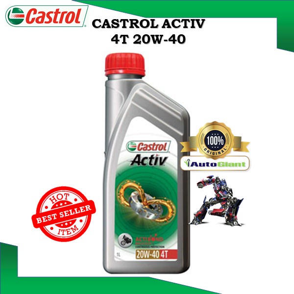 Castrol Activ 4T 20W-40 Continuous Protection for 4-Stroke Motorcycles (1L) (100% ORIGINAL)