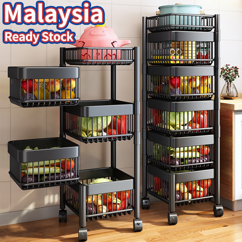 Rotating Rack Stainless Steel Rak Dapur Kitchen Basket Rack Vegetable