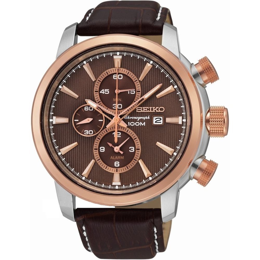 Seiko SNAF52P1 Gents Chronograph Brown Leather Watch (100% ORI) | Shopee  Malaysia