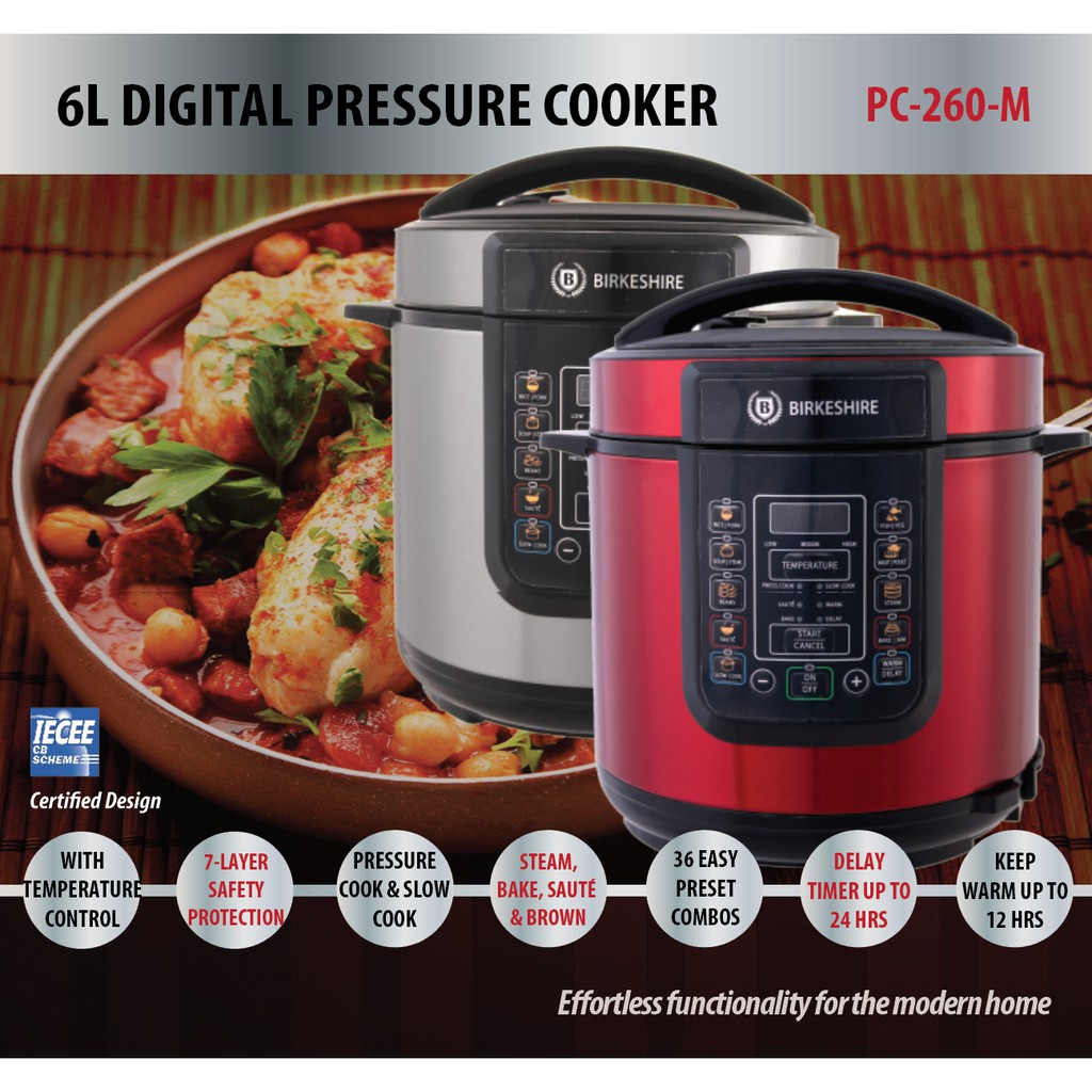 Best Value Birkeshire 6l Multi Function Electric Pressure Cooker Pc 260 M Red Shopee Malaysia