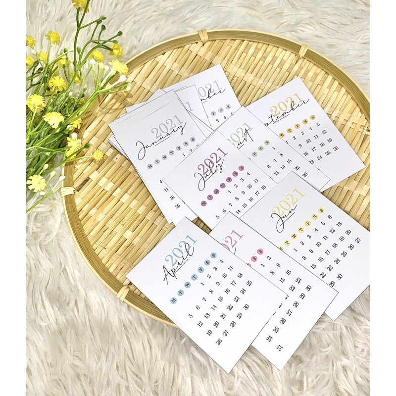 Mini Calendar 2021 Simple Cute Style Calendar Shopee Malaysia