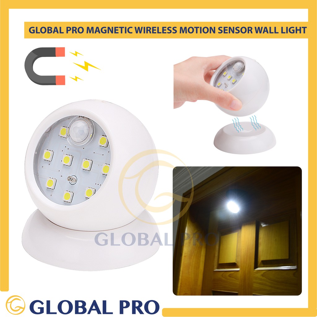 GLOBAL PRO Magnetic PIR Motion Sensor Activated LED Wall Light, 3xAA Battery, Daylight 6500K ZH-909-1