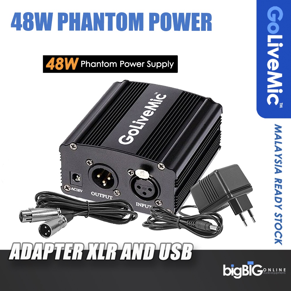 (READY STOCK) Golive 48W Phantom Power Adapter XLR and USB Phantom