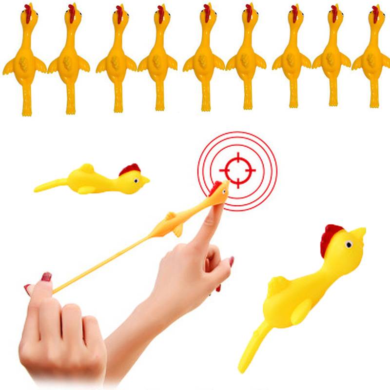 Funny Catapulted Ejection Chicken Toy Light Rubber Finger Prank Flying ...