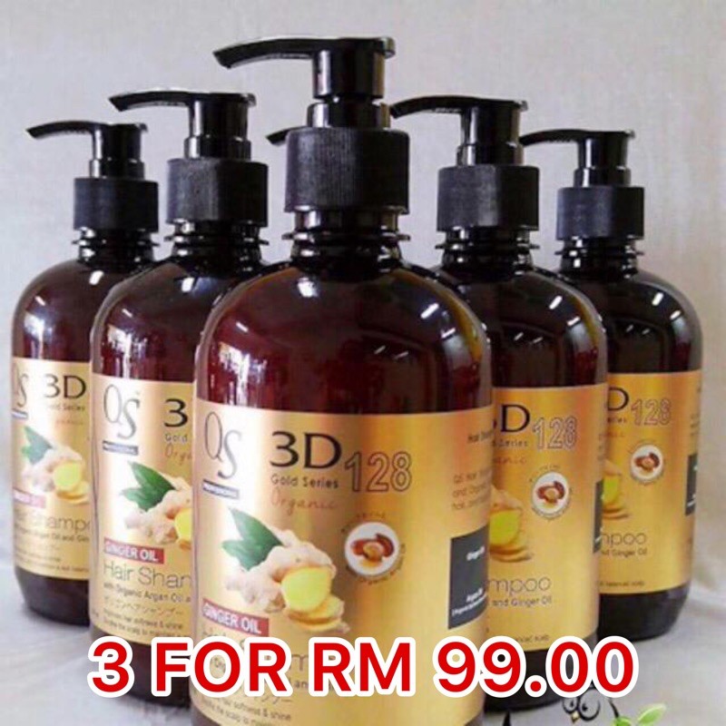 (Ready Stock) QS 3D Ginger Oil Hair Shampoo with Organic Oil 550ml