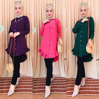 Byreefa Rania Blouse Ropol Bawah Baju Muslimah Fashion Nursing Butang Tangan Baju