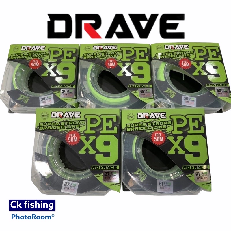 Restock 2022 Drave X9 PE Braided fishing Line 150M Size 21Lb To 50Lb Light Green Color / Casting
