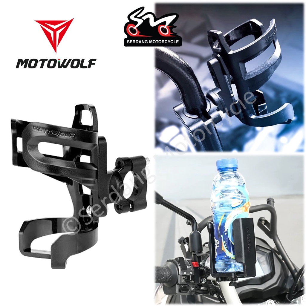 MOTOWOLF Bottle Holder Motorcycle Bicycle Pemegang Botol Crash Bar Basikal Water Bottle Cage Cup Holder Motor