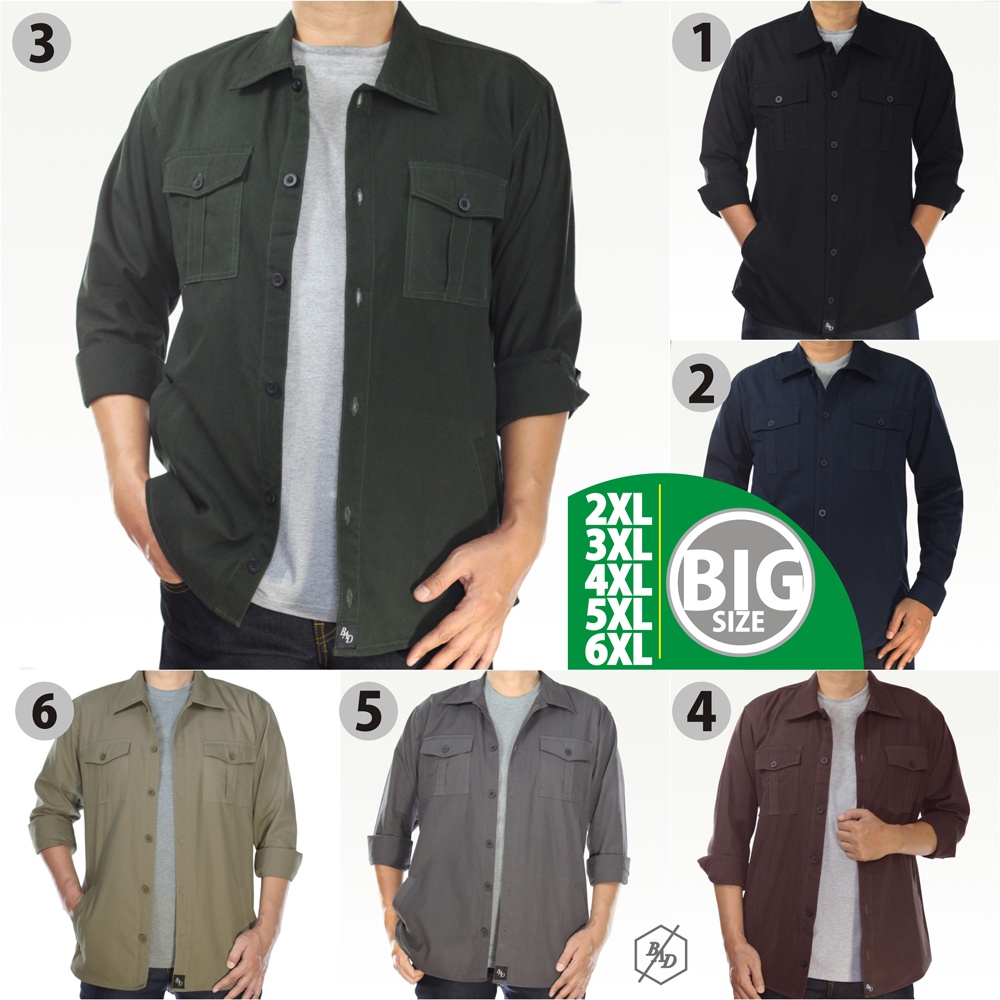 Parka Shirts Spring Long Sleeve Jackets Men Big Size Jumbo Casual Men Work Cotton Field Work