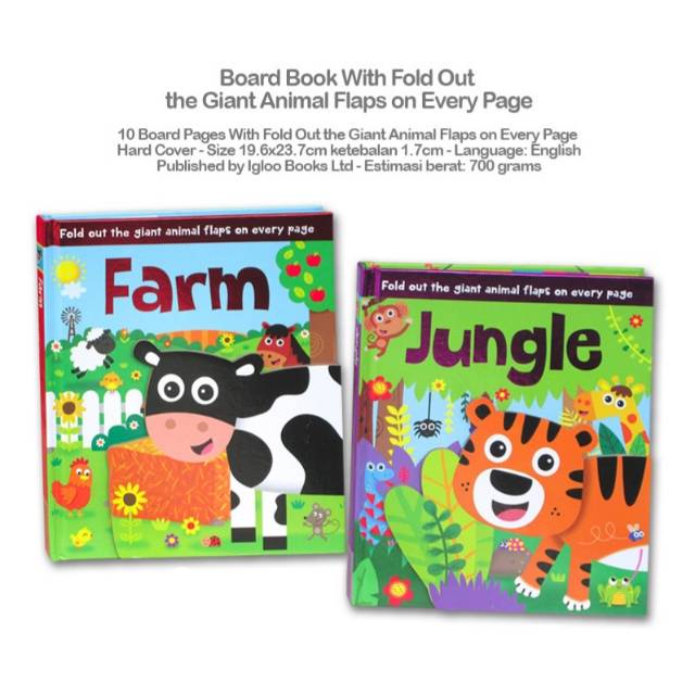 Jungle / Farm Board Book With Fold Out The Giant Animal Flaps On Every ...